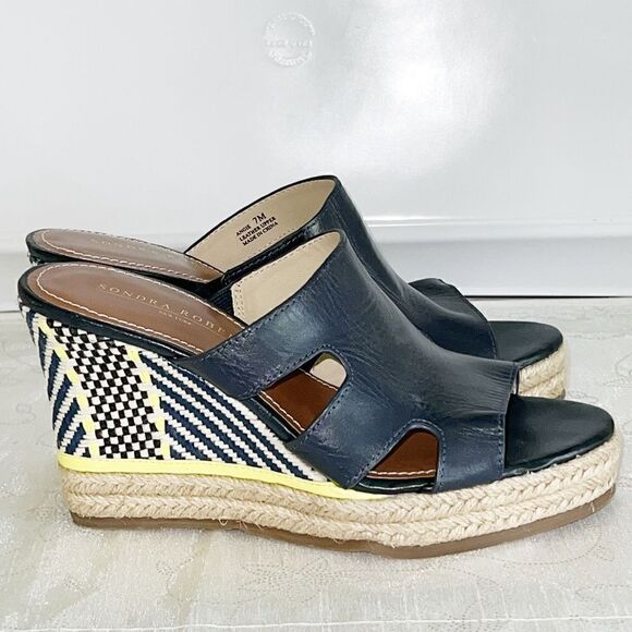 Sondra Roberts NY Navy Angie Espadrille Wedge Sandal Size 7M - Picture 3 of 9